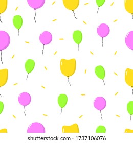 Colourful vector pattern with balloons. Flying ballons and confetti .