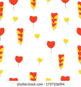 Colourful vector pattern with balloons. Flying Hearts .
