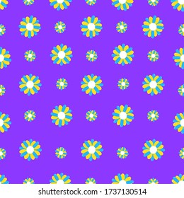 Colourful vector pattern with flowers. Purple background.