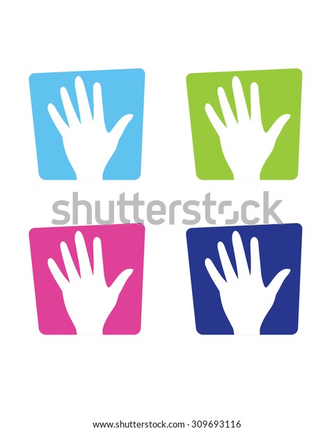 Colourful Vector Raised Hand Symbol Set Stock Vector (Royalty Free ...