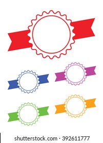 Colourful vector ribbon and badge set