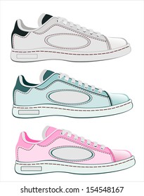  colourful vector running shoes on a white background