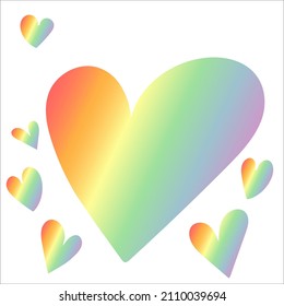 Colourful vector sticker, label or icon on LGBT topic using heart and rainbow colours on white background for illustration of lgbt love concept. Vector illustration of gay community pride concept