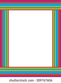Colourful vector stripped patterned frame and invitation template