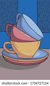 colourful vector tea cups art