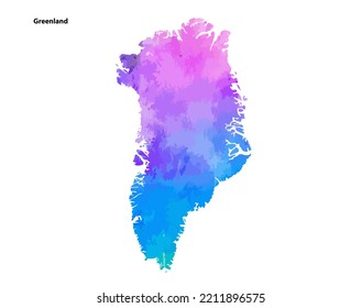 Colourful Watercolour Map design of Country Greenland isolated on white background - vector illustration