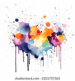 colourful watercolour splatter design with drips 