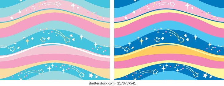 colourful waves seamless pattern with stars and dot
