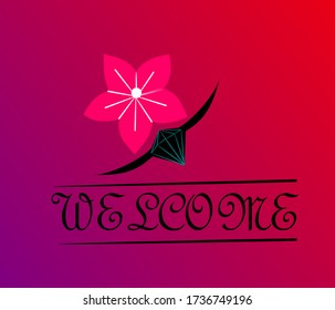 Farbenfroher Stofftext mit Blume