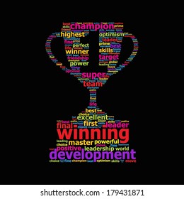 Colourful word cloud cup prize