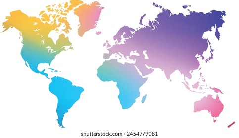 Colourful world map vector illustration isolated on white background