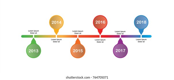Colourful year infographic with 6 years and text areas