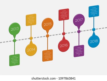 Colourful year timeline infographic in vector graphics