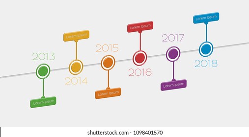 Colourful year timeline infographic in vector graphics