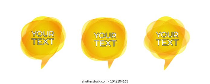 Colourful yellow transparent speech bubbles in vector graphics