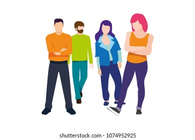 colourful young people, vector editable