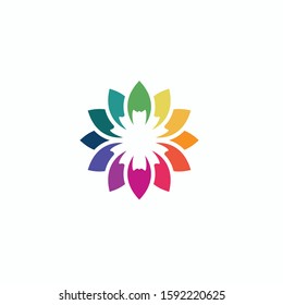 Colourfull 2 Flowers logo design concept vector illustration 