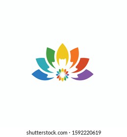 Colourfull 3 Flowers logo design concept vector illustration 