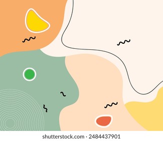 Colourfull abstract geometric pop art background with wave pattern and dots. vector overlay geometric design of trendy memphis 80s-90s stle