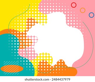 Fondo de arte pop geométrico abstracto colorido con patrón de onda y puntos. Diseño geométrico superpuesto de Vector del estilo de moda de memphis de los años 80-90