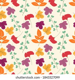 Coloridas hojas de otoño sin soldadura. Ideal para los tejidos, papel de envoltura, arañado, tela, motivos cerámicos.