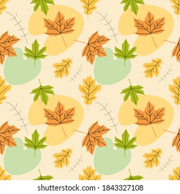 Farbiges Herbst lässt nahtloses Muster. Ideal für Textilien, Umhüllungspapier, Rührei, Gewebe, Keramikmotive.