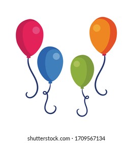 colourfull ballons flying with rope