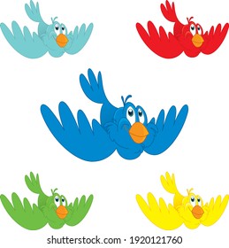 Colourfull birds flying in the sky