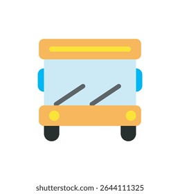  colourfull bus icon vector. Flat school bus icon viewed from the front, cute and playful.