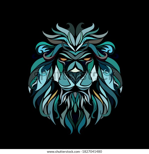 Colourfull Lion Illustration On Black Background Stock Vector (Royalty ...