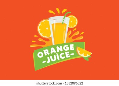 colourfull  orange juice with green detailsset design template