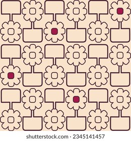 Colourfull Retro Flowers and pots ,seamless pattern ,prints background