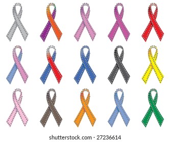 colourfull ribbons with pins