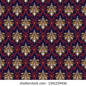 Colourfull  seamless damask ornate  pattern