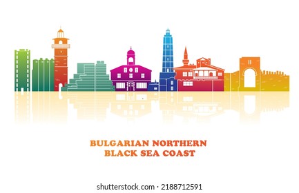 Colourfull Skyline panorama of Bulgarian northern Black sea coast  - vector illustration
