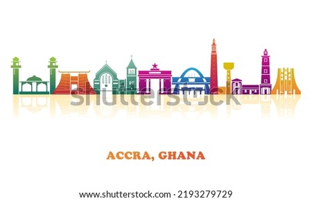 Colourfull Skyline panorama of city of Accra, Ghana - vector illustration