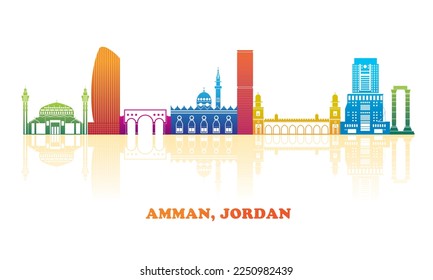 Colourfull Skyline panorama of city of Amman, Jordan - vector illustration