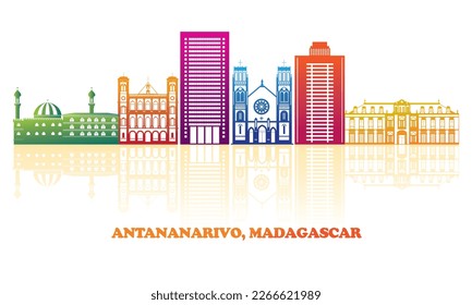 Colourfull Skyline panorama of city of Antananarivo, Madagascar - vector illustration