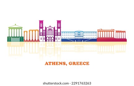 Colourfull Skyline panorama of city of Athens, Greece - vector illustration