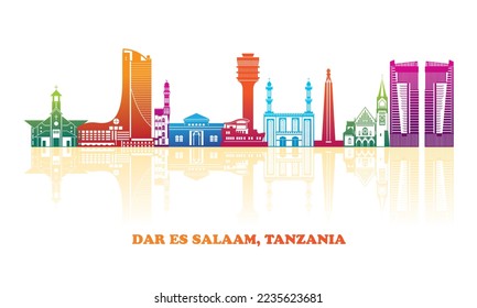 Colourfull Skyline panorama of city of Dar Es Salaam, Tanzania - vector illustration