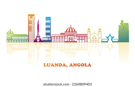 Colourfull Skyline panorama of city of Luanda, Angola - vector illustration