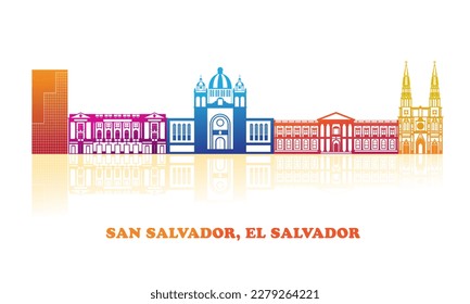 Panorama de la ciudad de San Salvador, El Salvador - ilustración vectorial