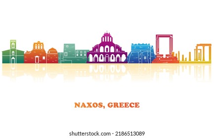 Panorama de líneas horizontales coloridas de Naxos, Islas Cícladas, Grecia - ilustración vectorial