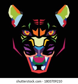 a colourfull tiger vector illustration digital art