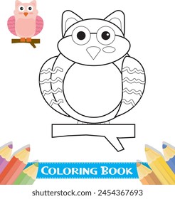 Colouring book or page for kids owl