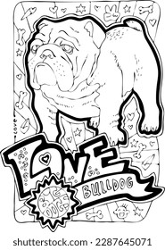 Colouring book vector page with big dogs for children and grownups. Hand drawn line illustration for free time activities. House animal pet cartoon character outline drawing. One of a pages set.