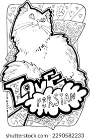 Colouring book vector pages with different cats for cat lovers adults and kids. Hand drawn line illustration, cartoon character style. coloring hobby for relaxation and antistress.