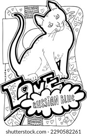 Colouring book vector pages with different cats for cat lovers adults and kids. Hand drawn line illustration, cartoon character style. coloring hobby for relaxation and antistress.