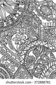 Colouring Coloring decorative ornamental pattern black white