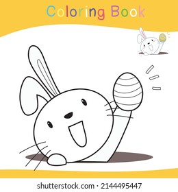Colouring Easter bunny worksheet. Educational printable coloring worksheet. Vector set of easter bunny on white background. Motor skills education. Vector illustrations.